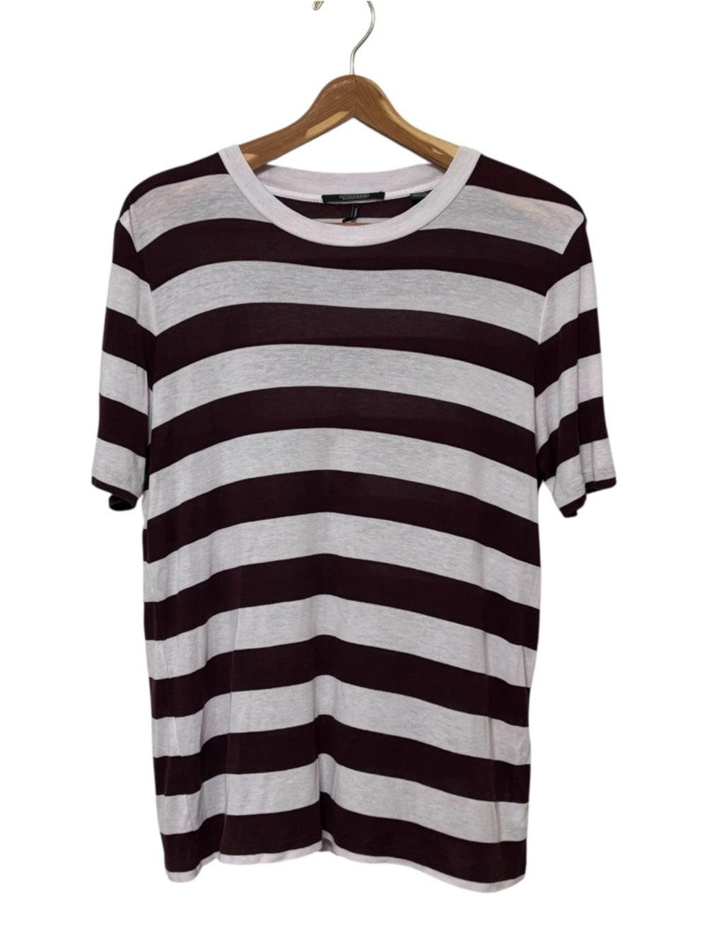 Scotch & Soda Mens Striped Shirt Pale Pink and Maroon Size Large